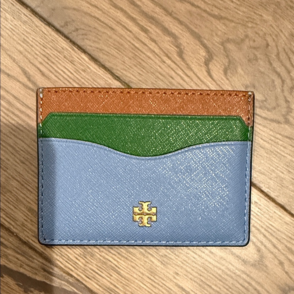 Tory Burch Blue, Green, and Brown Card Holder